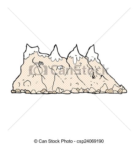 450x470 Comic Cartoon Mountain Range. Retro Comic Book Style Cartoon