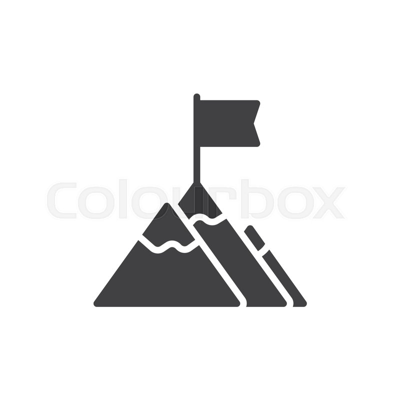 800x800 Flag On Mountain Top Icon Vector, Filled Flat Sign, Solid