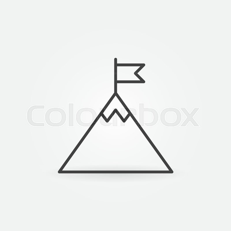 800x800 Flag On Mountain Top Vector Outline Icon. Success Concept Symbol