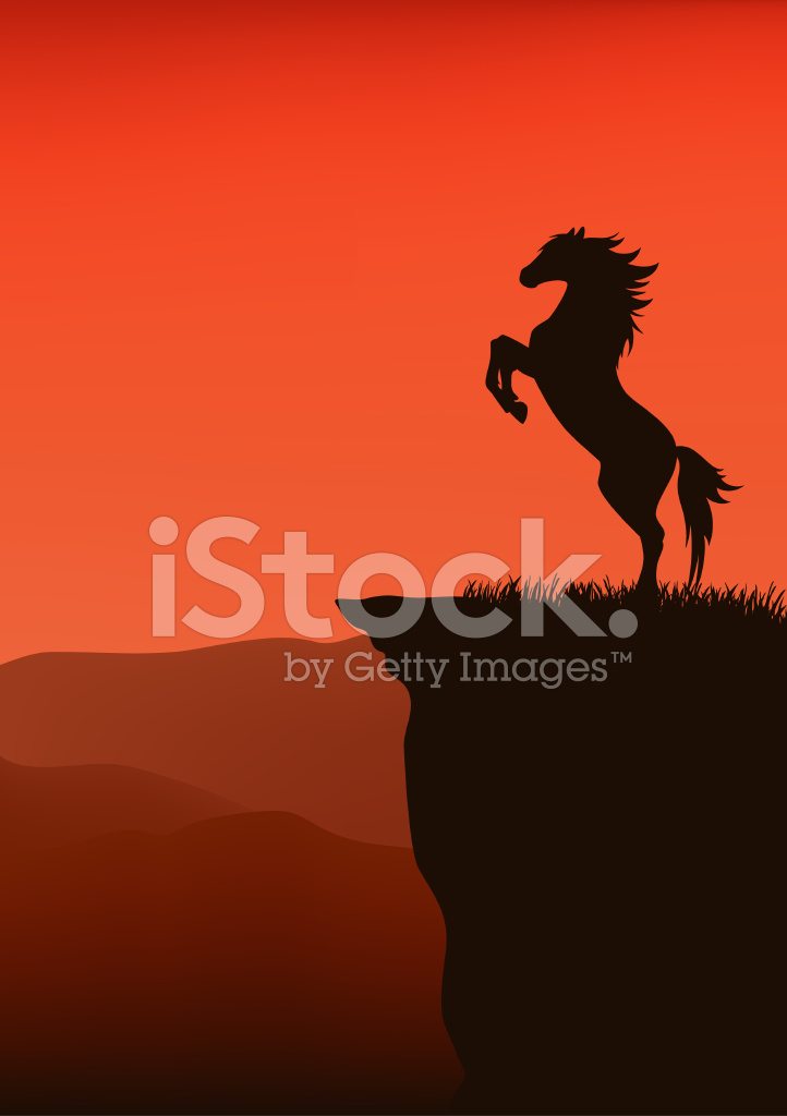722x1024 Horse On Mountain Top Stock Vector