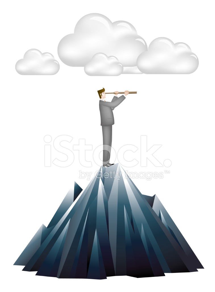 757x1024 Look Future On Mountain Top Stock Vector