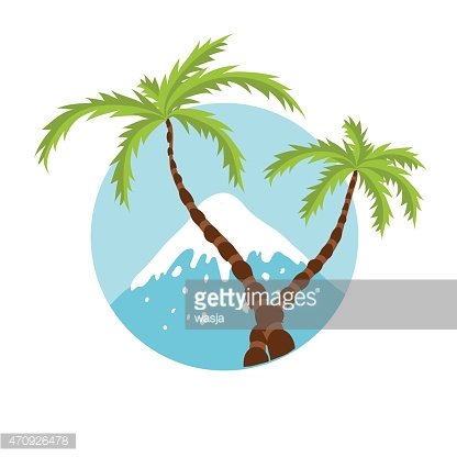 416x416 Mountain Top And Palm Tree, Vector Logo Stock Vectors