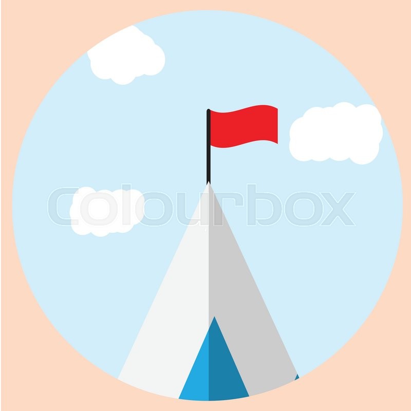 800x800 Top Of Mountain With Flag Goal Icon. Mountain Climbing And
