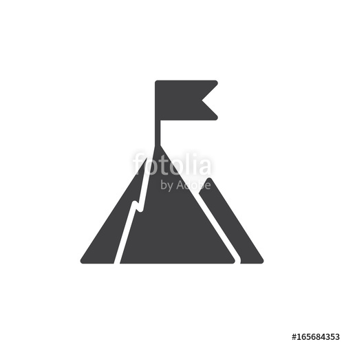 500x500 Top Of Mountain With Flag Icon Vector, Filled Flat Sign, Solid