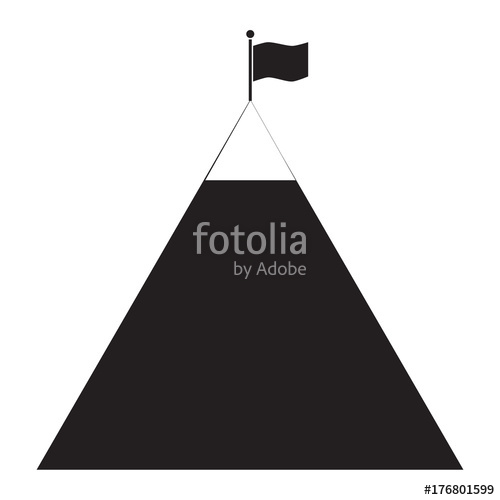 500x500 Flag On Mountain Icon On White Background. Flag On Mountain Sign