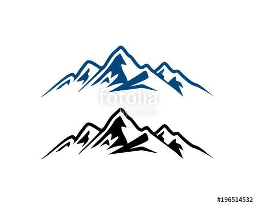 500x400 Line Art Black And Blue Mountain Sign Symbol Icon Logo Vector