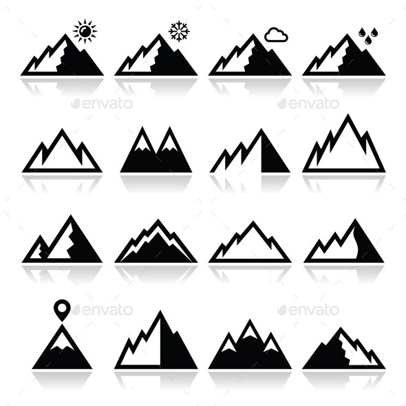 590x590 Mountains Vector Icons Set By Redkoala Graphicriver