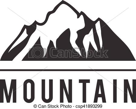 450x360 Mountain Vector Icon Badge. Mountain Silhouette Elements. Outdoor