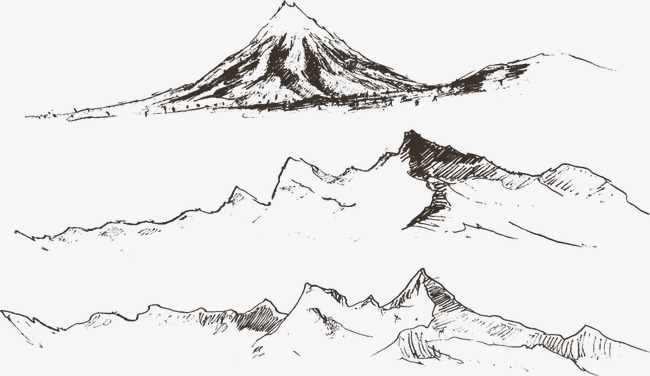 650x376 Vector Mountain Landscape Sketch, Mountain Vector, Landscape