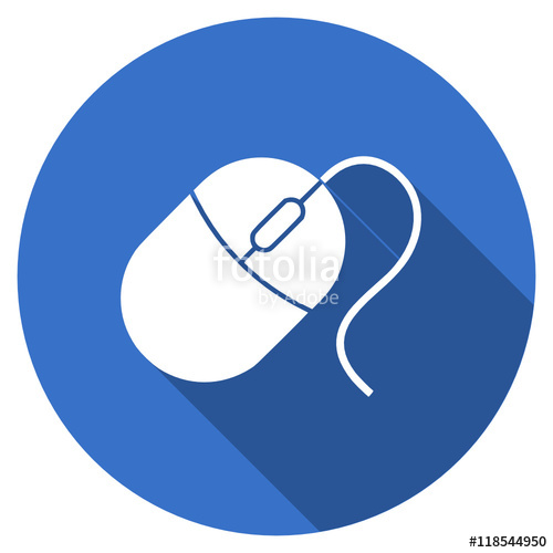 500x500 Flat Design Blue Round Web Mouse Vector Icon Stock Image And