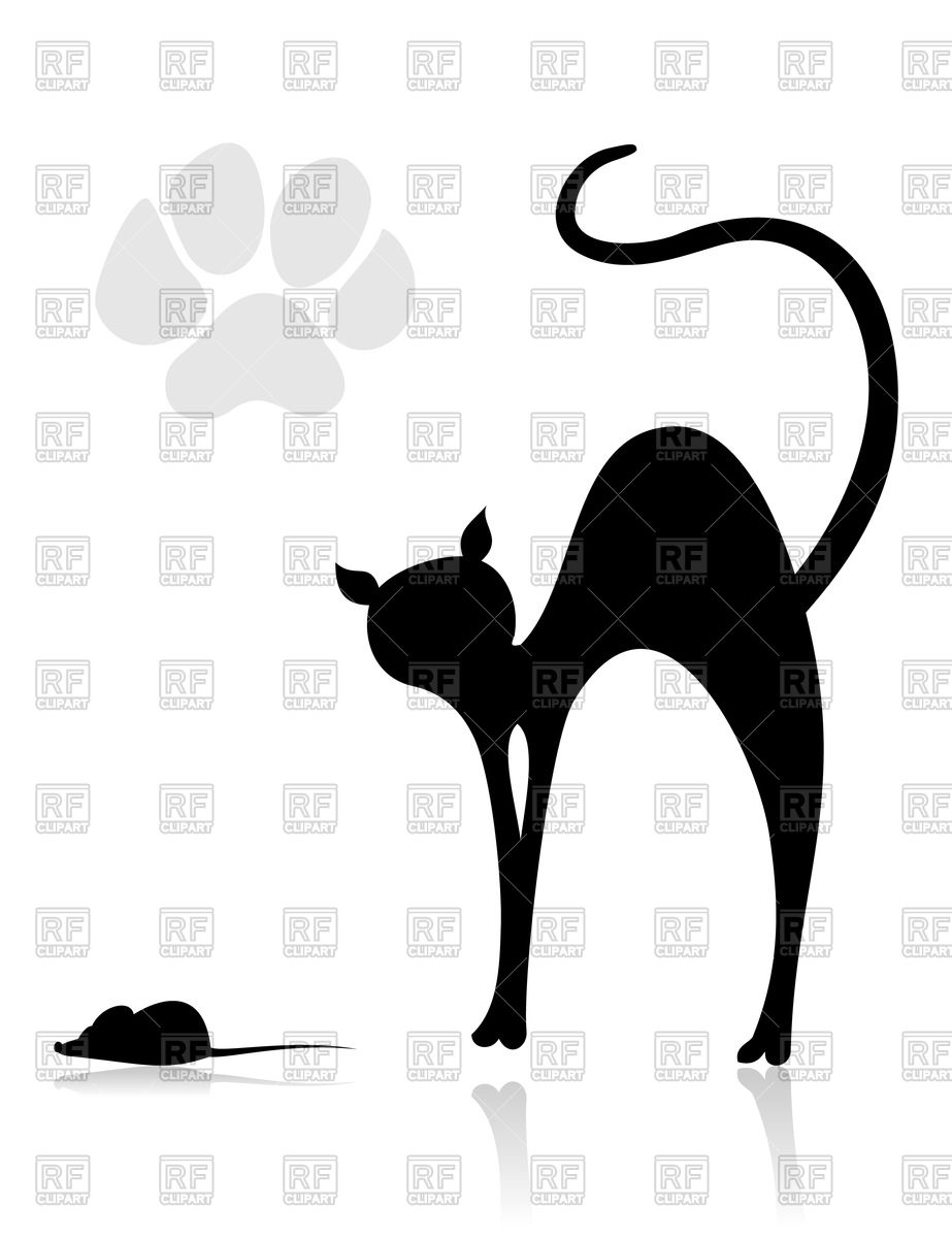 923x1200 Black Cat Hunts On Mouse Vector Image Vector Artwork Of Plants