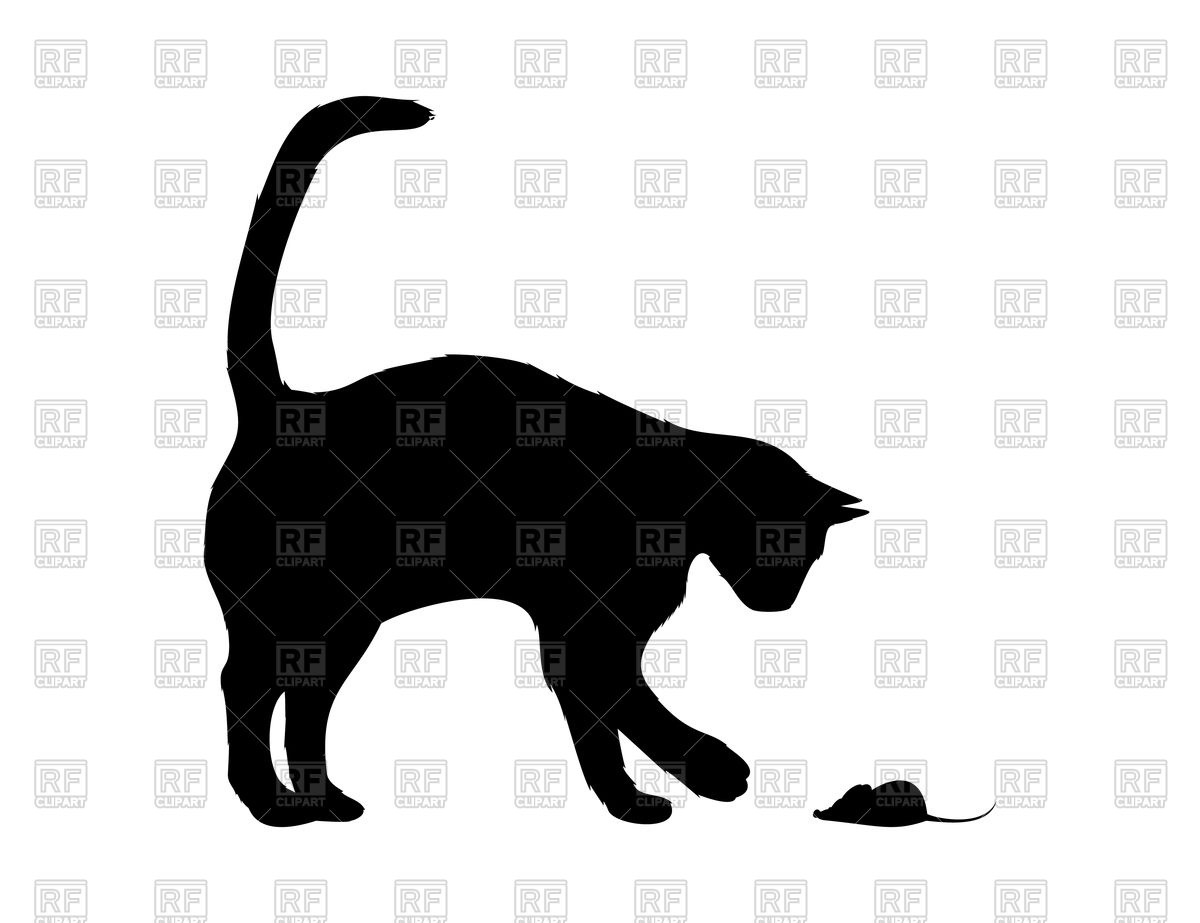 1200x923 Silhouette Of Cat With Mouse Vector Image Vector Artwork Of