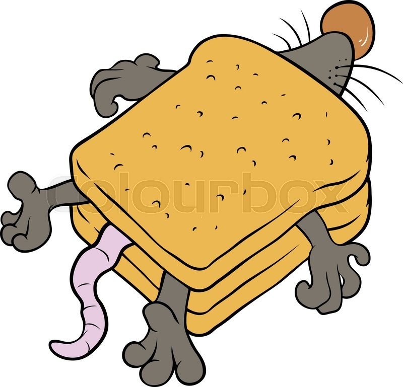 800x769 A Vector Illustration Of Cartoon Toast With Grey Mouse Stock