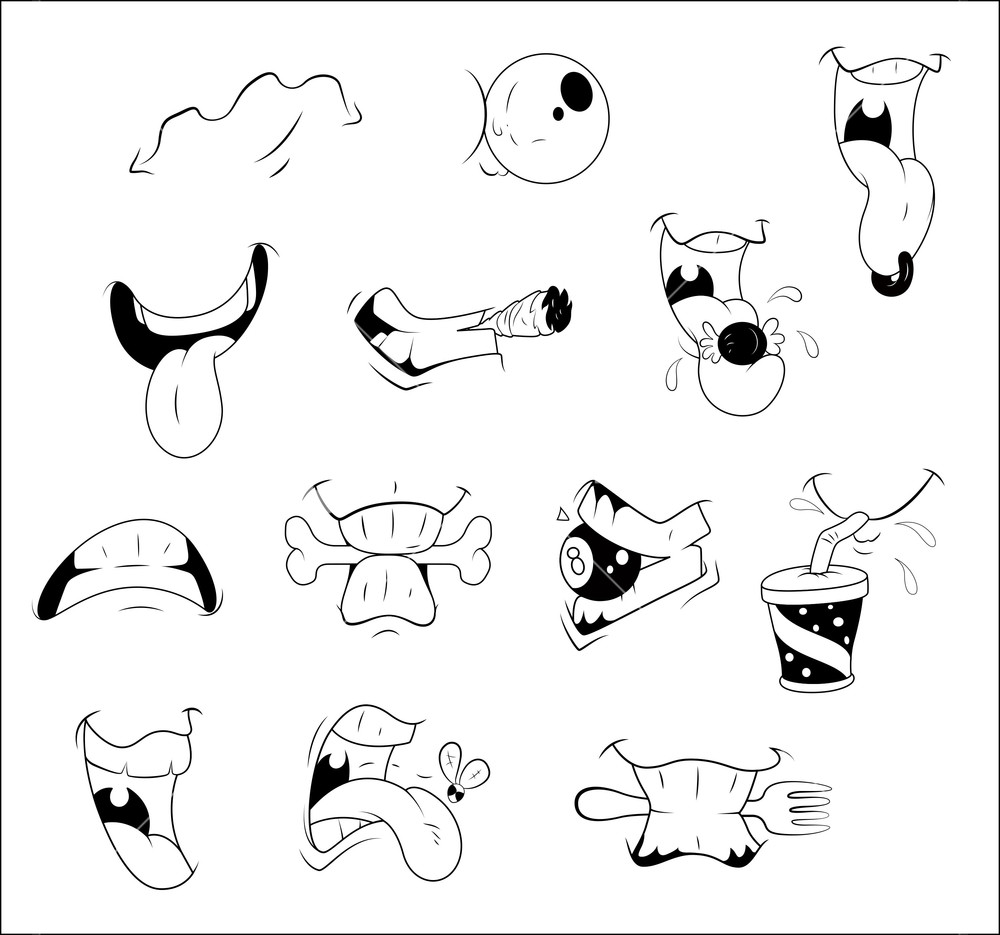 1000x935 Cartoon Mouth Vector Expressions Royalty Free Stock Image