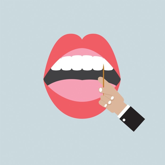 700x700 Toothpick In Hand With Open Mouth Vector Illustration Wall Mural