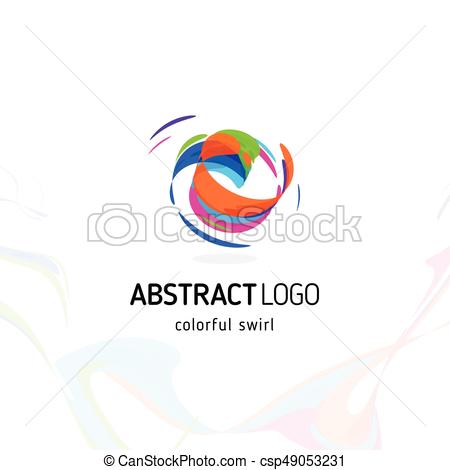 450x470 Colorful Twisting Swirl Abstract Logo. Curled Dynamic Circle Shape