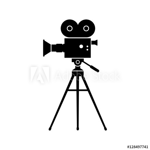500x500 Movie Camera Vector Icon, Isolated Object On White Background