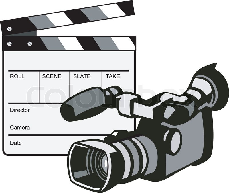 800x673 Movie Clapboard And Video Camera Stock Vector Colourbox