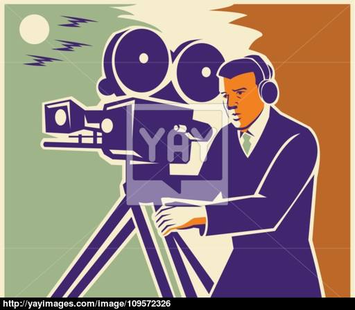 512x448 Cameraman Film Crew Vintage Video Movie Camera Vector