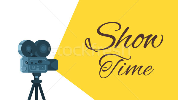 600x337 Background With Retro Movie Camera. Vector Illustration Tetiana