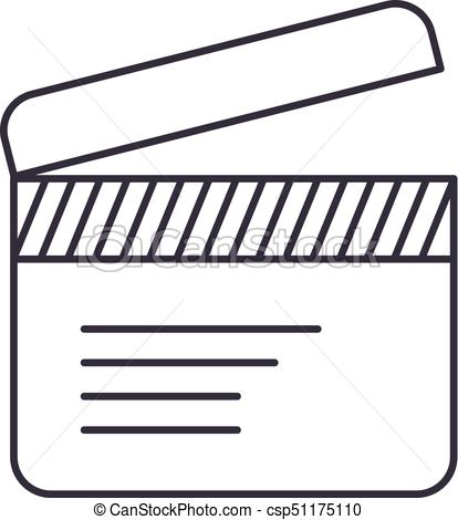 414x470 Movie Clapper Vector Line Icon, Sign, Illustration On Background