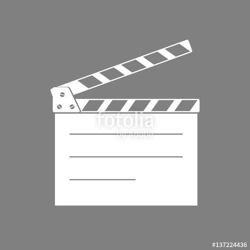 500x500 White Movie Clapper Vector Icon On Grey Background Stock Image