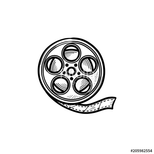 500x500 Movie Camera Reel Hand Drawn Outline Doodle Icon. Motion Movie