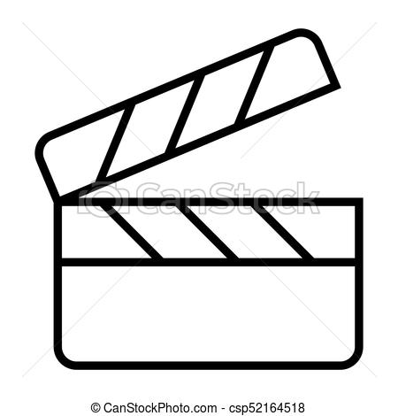 450x470 Movie Clapper Board Line Icon. Film Production Pictogram. Vector