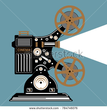 450x469 Retro Movie Projector Vector Detailed Poster Shadow Royalty Free