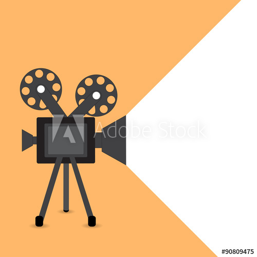 500x500 Retro Movie Projector Vector Detailed Poster With Shadow