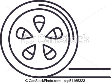 450x338 Movie Reel Vector Line Icon, Sign, Illustration On Background