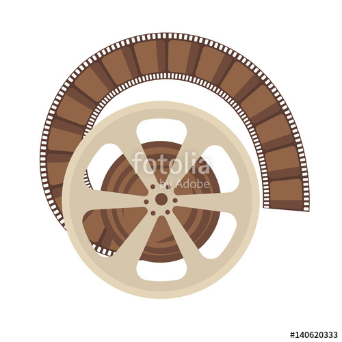 500x500 Cinema Retro Movie Or Film Reel Vector Flat Icon Stock Image And