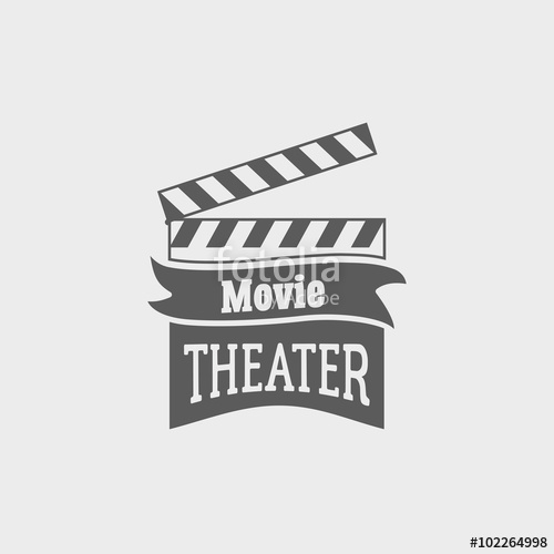 500x500 Movie Theater Vector Logo With Slate Board For Shooting Movies