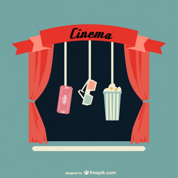 626x626 Retro Cinema With Red Curtains And Popcorn Vector Free Download
