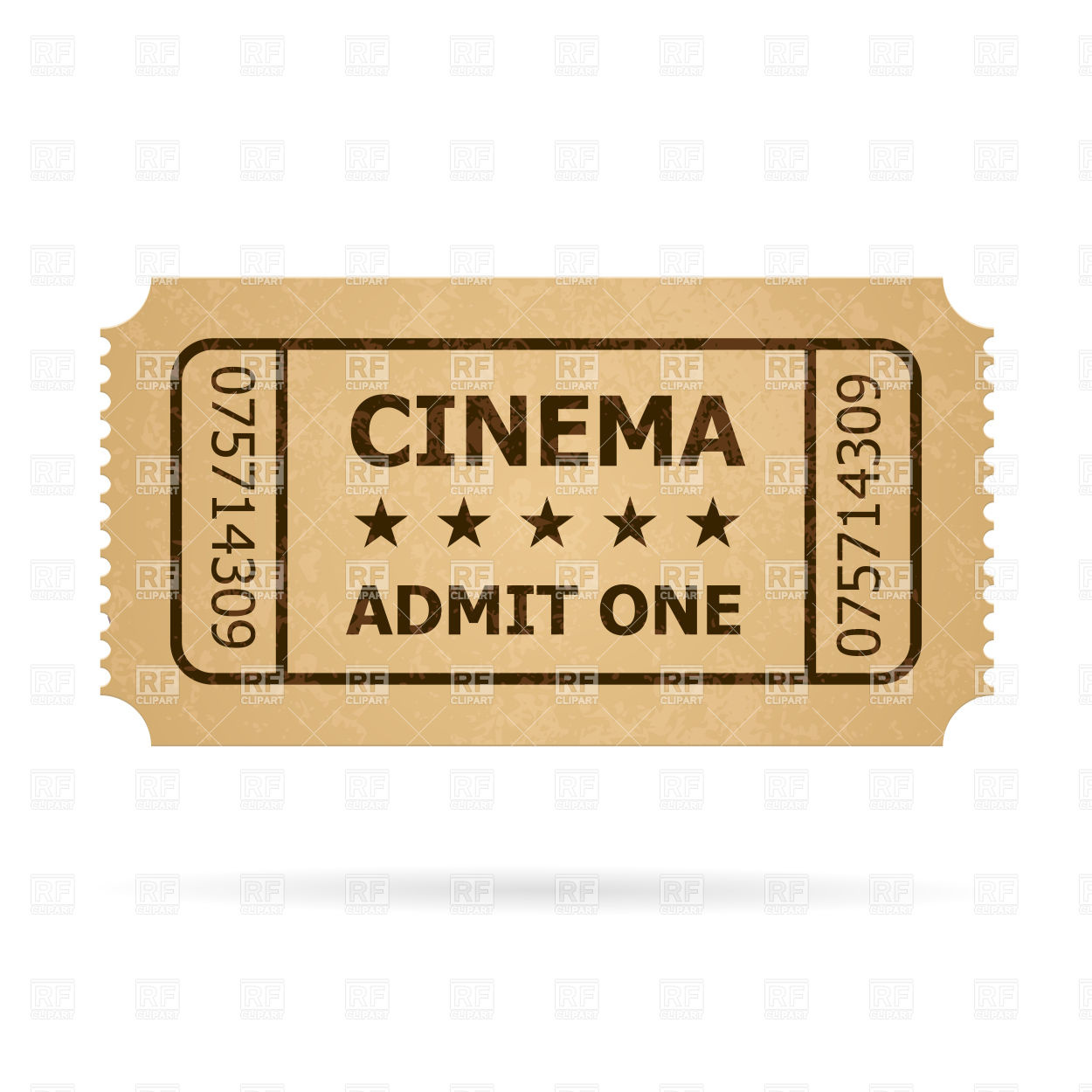 1250x1250 Retro Cinema Cardboard Ticket Vector Image Vector Artwork Of