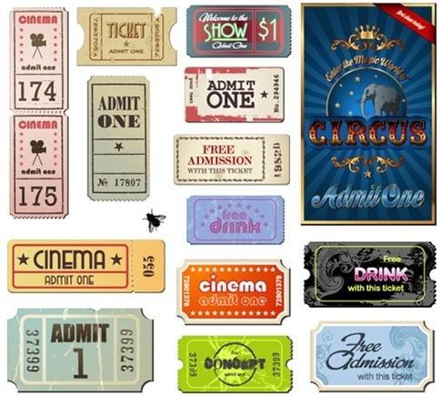 485x435 Vintage Movie Ticket Vector Set Free Vector In Encapsulated