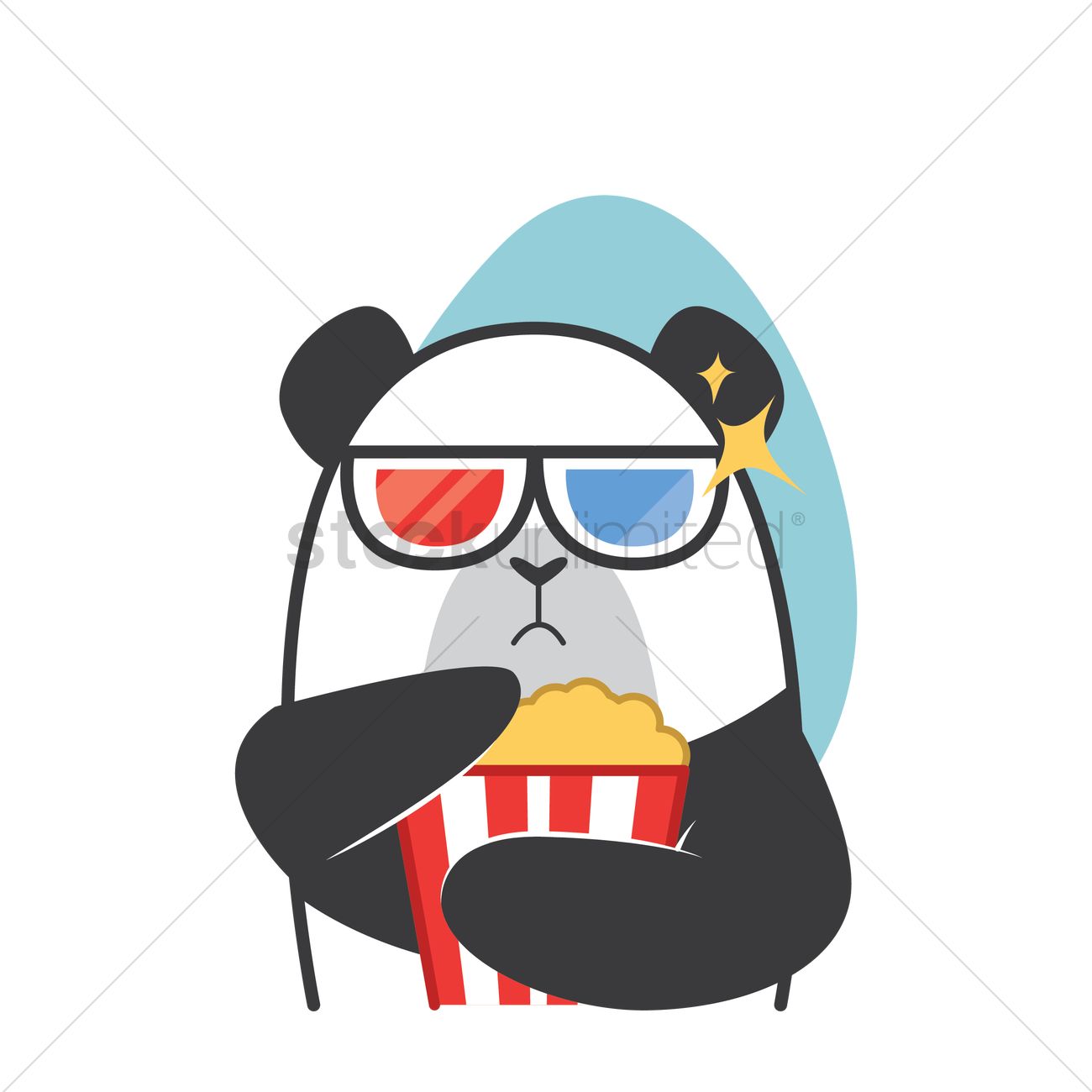 1300x1300 Cartoon Panda Watching A Movie Vector Image