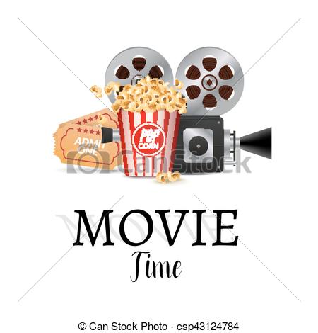450x470 Cinema Movie Vector Poster Design Template. Filmstrip, Tickets