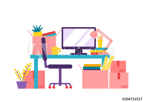 500x357 Vector Flat Illustration About House Moving. Packing Boxes