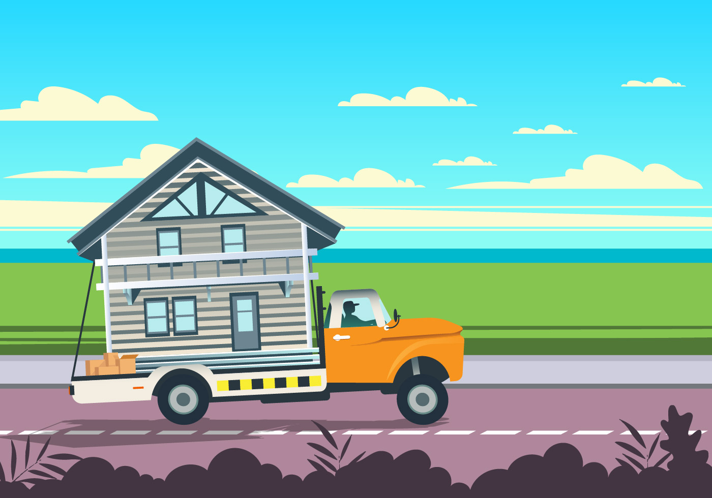 1400x980 Moving Truck Free Vector Art