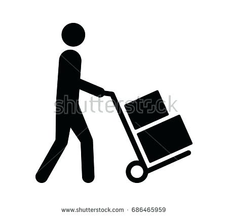 450x425 Hand Cart Dolly Mover Pushing Moving Truck Or With Boxes Flat