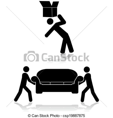 450x470 Moving. Icon Set Showing A Couple Of People Moving A Sofa And