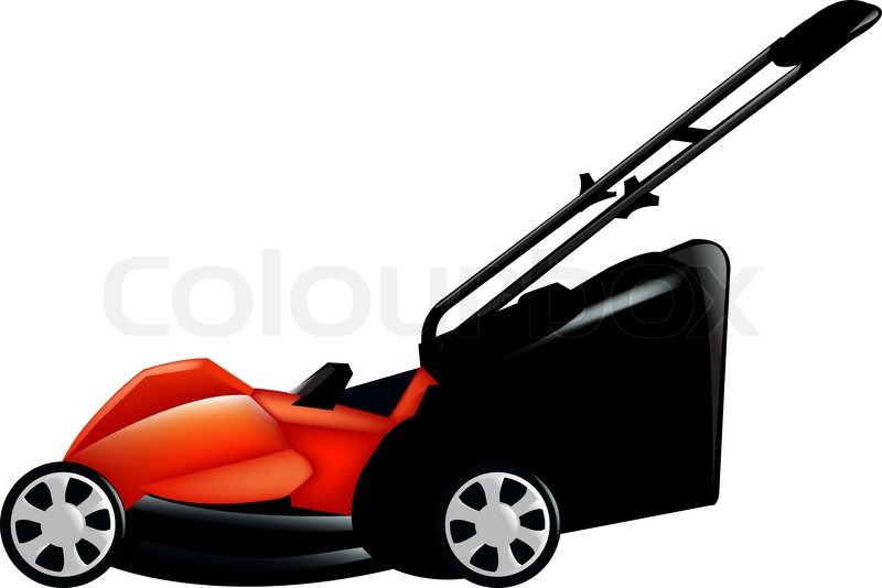 800x534 Red Lawn Mower, Isolated On White Background, Vector Illustration