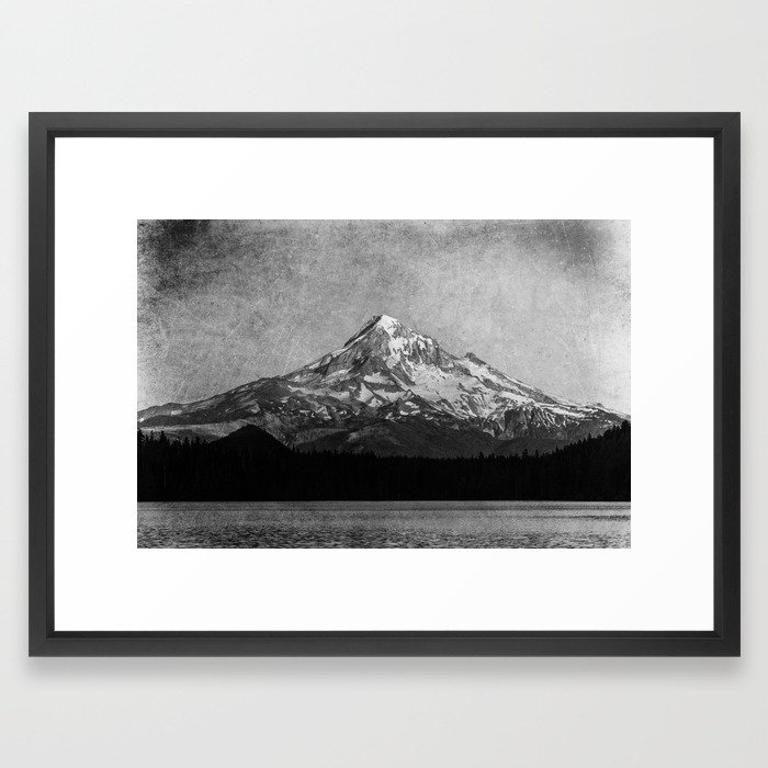 700x700 Mt Hood Black And White Vintage Nature Photography Framed Art
