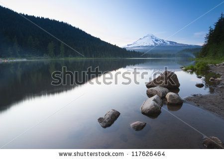 450x320 The Volcano Mountain Mt. Hood, In Oregon, Usa. At Sunset With