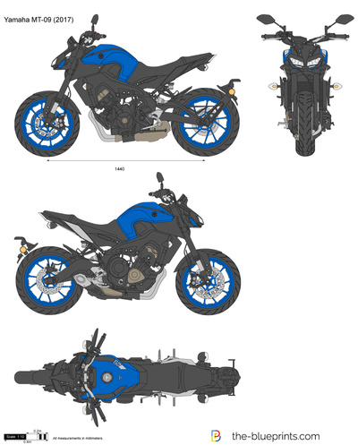 400x497 Yamaha Mt09 Vector Drawing