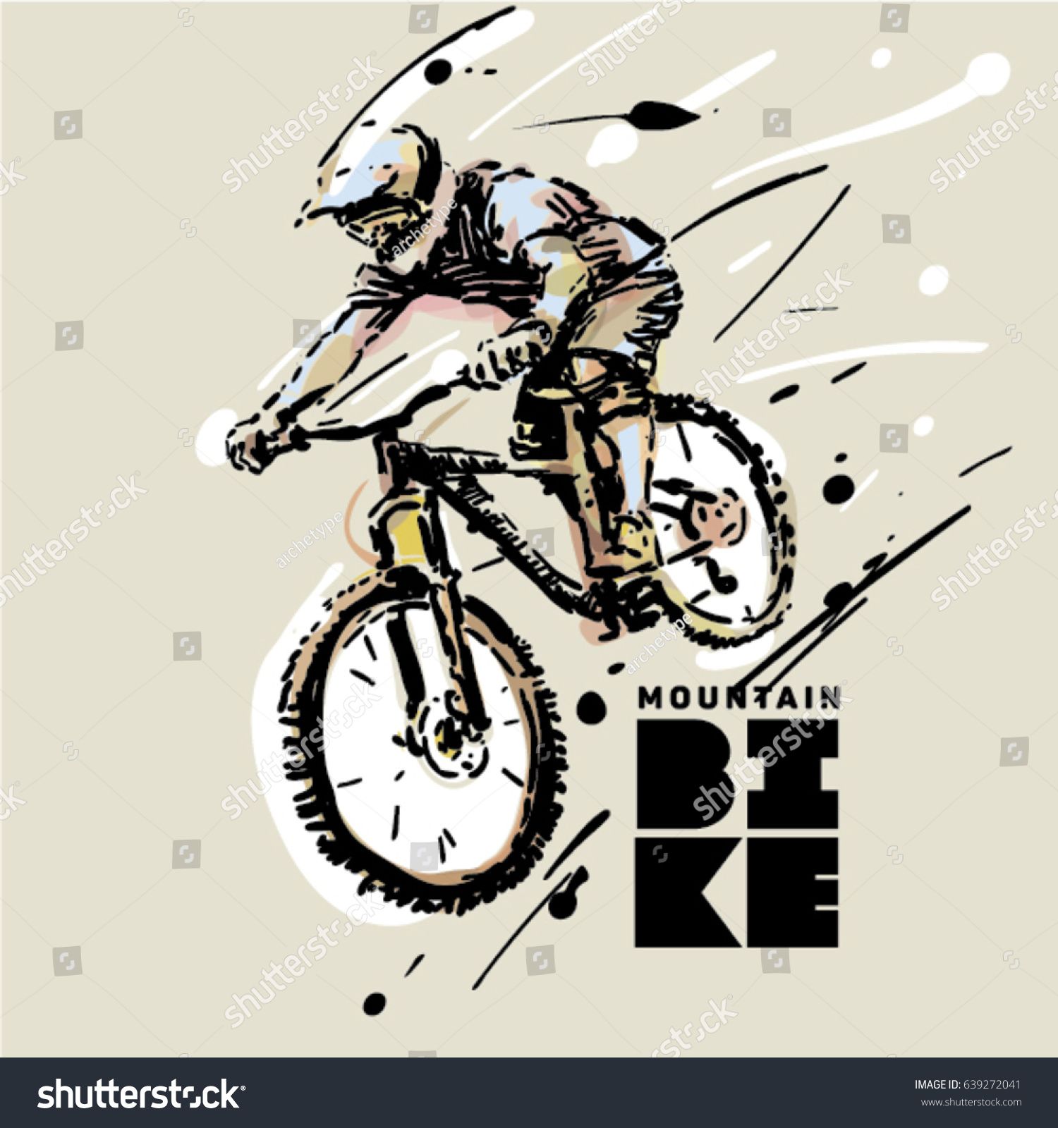1500x1600 Downhill. Mountain Bike. Sketch Style Vector Illustration Monza