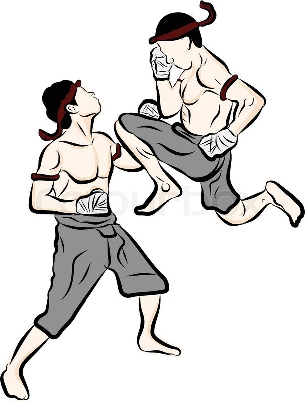 607x800 Hand Drawn Thai Martial Arts And Muay Thai Boran Stock Vector