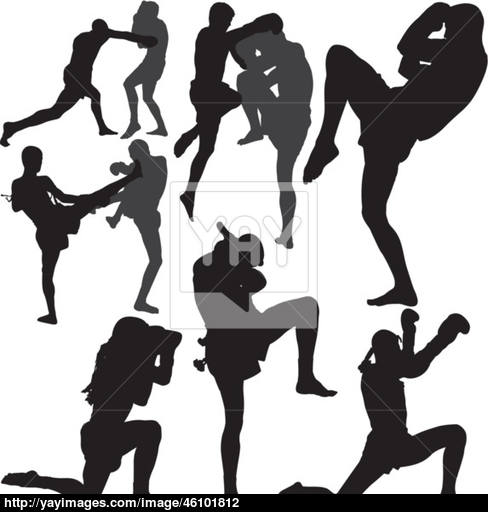 488x512 Muay Thai Vector Silhouettes Vector