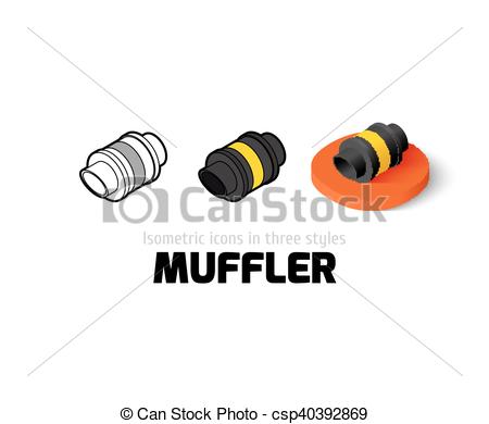 450x390 Muffler Icon In Different Style. Muffler Icon, Vector Symbol In